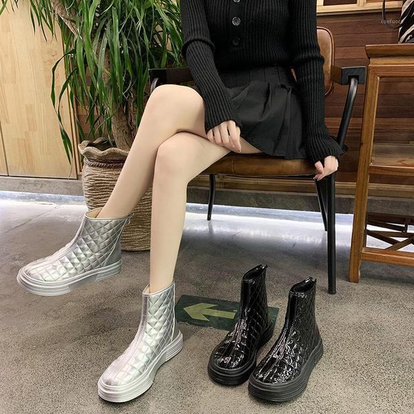 winter patent leather platform platform boots women's round toe british style velvet high-boots botas mujer 20201, Black
winter patent leather platform platform boots women's round toe british style velvet high-boots botas mujer 20201, Black