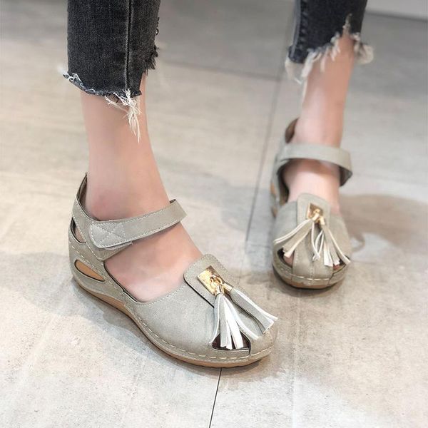 wedge sandals women casual tassel woman hook loop round toe ladies retro soft pu leather sewing breathable female shoes, Black
wedge sandals women casual tassel woman hook loop round toe ladies retro soft pu leather sewing breathable female shoes, Black