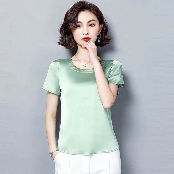 summer new style women's loose imitation short sleeve t-shirt small shirt korean large pure white silk upper garment 
summer new style women's loose imitation short sleeve t-shirt small shirt korean large pure white silk upper garment
