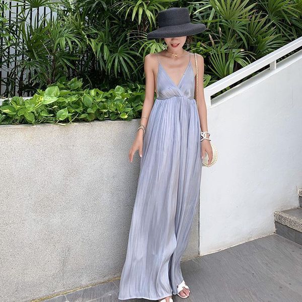 summer women grey backless straps maxi sundress fairy elegant party vacation long beach dress korean runway 2021 vestidos, Black;gray
summer women grey backless straps maxi sundress fairy elegant party vacation long beach dress korean runway 2021 vestidos, Black;gray
