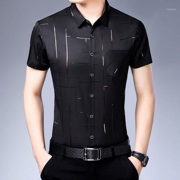 men black striped printed shirt 2020 summer new business dress casual men's short sleeve shirts fashion camisa man social shirt1, White;black
men black striped printed shirt 2020 summer new business dress casual men's short sleeve shirts fashion camisa man social shirt1, White;black