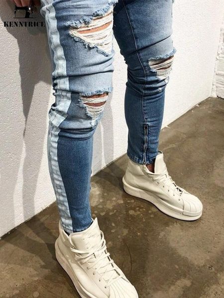 kenntrice new spring hiphop slim thin skinny jeans hole ripped white stripe on side jeans for men long pencil pants trousers1, Blue
kenntrice new spring hiphop slim thin skinny jeans hole ripped white stripe on side jeans for men long pencil pants trousers1, Blue