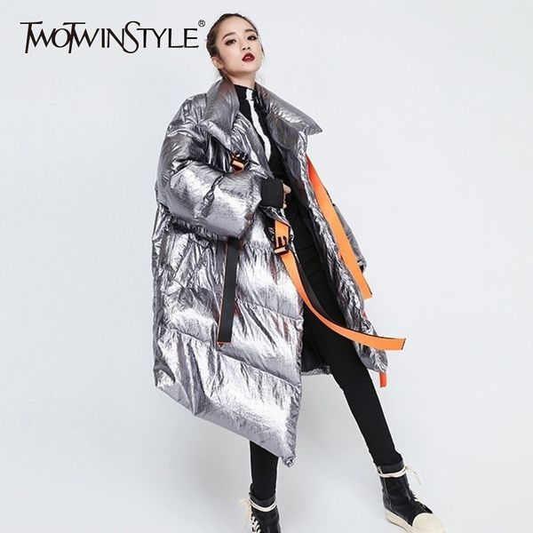 twotwinstyle winter women's down jacket long sleeve patchwork ribbons irregular cotton coats female autumn plus thick warm 201102, Black
twotwinstyle winter women's down jacket long sleeve patchwork ribbons irregular cotton coats female autumn plus thick warm 201102, Black