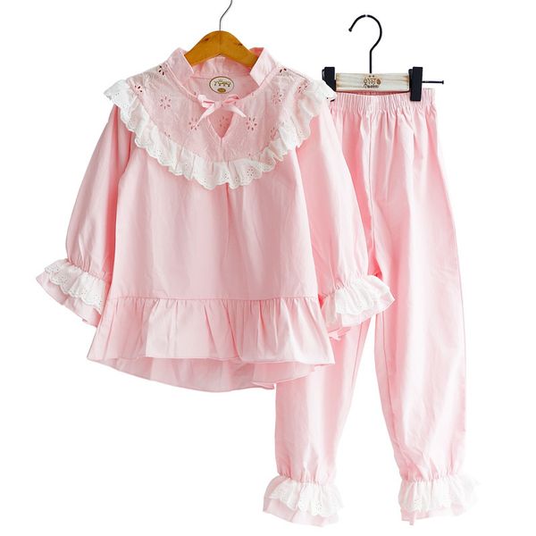 spring autumn girls pajamas set long sleeve cotton lace home custome pink princess children sleeping clothes 201104, Blue;red
spring autumn girls pajamas set long sleeve cotton lace home custome pink princess children sleeping clothes 201104, Blue;red