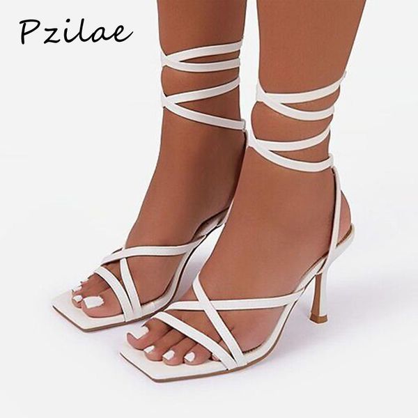 sandals pzilae summer white lace-up women square toe high heels cross strap gladiator party shoes size 35-40, Black
sandals pzilae summer white lace-up women square toe high heels cross strap gladiator party shoes size 35-40, Black