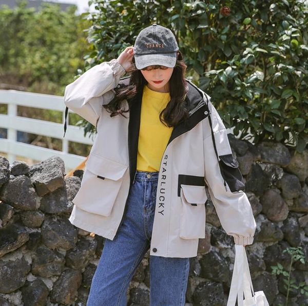 women's jackets outwear trench coats 2021 spring autumn casual hooded short parka loose hip hop women coat outerwear chaquetr, Black;brown
women's jackets outwear trench coats 2021 spring autumn casual hooded short parka loose hip hop women coat outerwear chaquetr, Black;brown