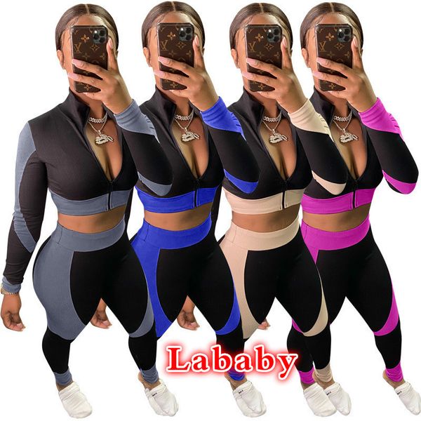 selling women two piece outfits designer 2021 new fashion small pit stripe color matching long sleeve sports suit, Gray
selling women two piece outfits designer 2021 new fashion small pit stripe color matching long sleeve sports suit, Gray