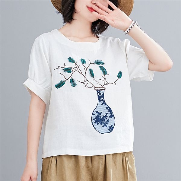 heavy industry embroidered round neck short sleeve t-shirt women's embroidered linenethnic cotton and linenlarge size 2020 summer new c, White
heavy industry embroidered round neck short sleeve t-shirt women's embroidered linenethnic cotton and linenlarge size 2020 summer new c, White