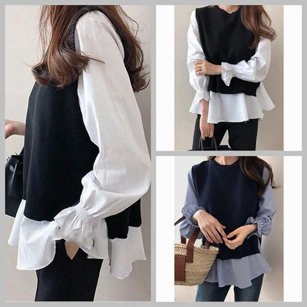 autumn and winter 2020 new korean suit women sweet suit knitted vest long sleeve shirt vest shirtshirt shirtruffle ba0159 uzaw9, Gray
autumn and winter 2020 new korean suit women sweet suit knitted vest long sleeve shirt vest shirtshirt shirtruffle ba0159 uzaw9, Gray