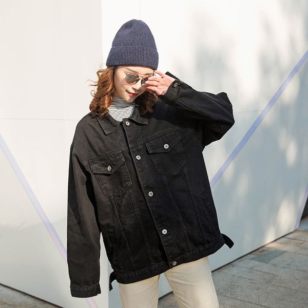 2019 women jeans jacket black long basical denim jacket coat single breasted full sleeves bf fashion loose women denim coats c1106, Black;brown
2019 women jeans jacket black long basical denim jacket coat single breasted full sleeves bf fashion loose women denim coats c1106, Black;brown