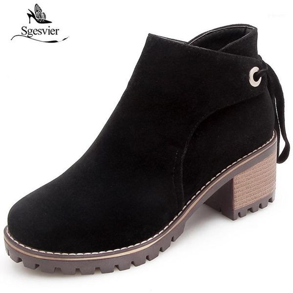 sgesvier women ankle boots high heels short boots lace up 2020 winter block heels autumn shoes size 34-43 ox7871, Black
sgesvier women ankle boots high heels short boots lace up 2020 winter block heels autumn shoes size 34-43 ox7871, Black