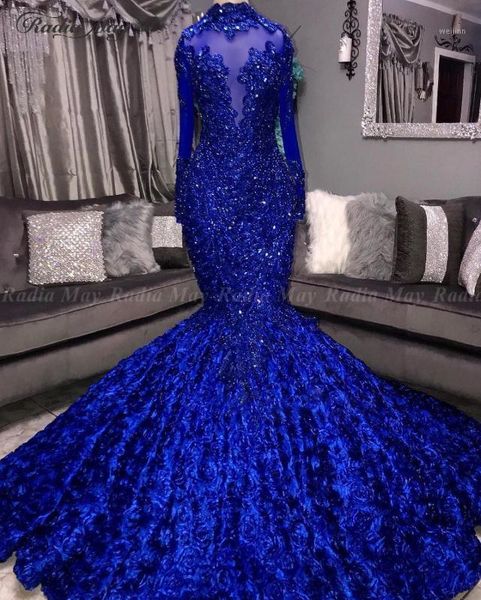 royal blue 3d floral mermaid prom dresses black girls high neck long sleeves african plus size evening formal dress court train1, White;black
royal blue 3d floral mermaid prom dresses black girls high neck long sleeves african plus size evening formal dress court train1, White;black