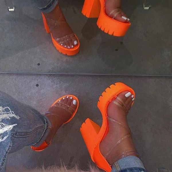 women's slippers 2021 summer new transparent t-shaped straps thick heel open toe platform sandals candy color banquet ms, Black
women's slippers 2021 summer new transparent t-shaped straps thick heel open toe platform sandals candy color banquet ms, Black