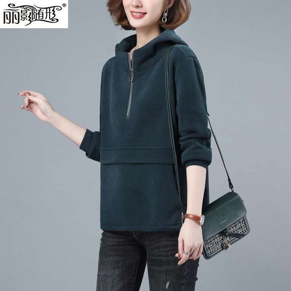 hooded fleece sweater women's new 40 year old versatile foreign style mother thickened autumn and winter small korean version, Black
hooded fleece sweater women's new 40 year old versatile foreign style mother thickened autumn and winter small korean version, Black