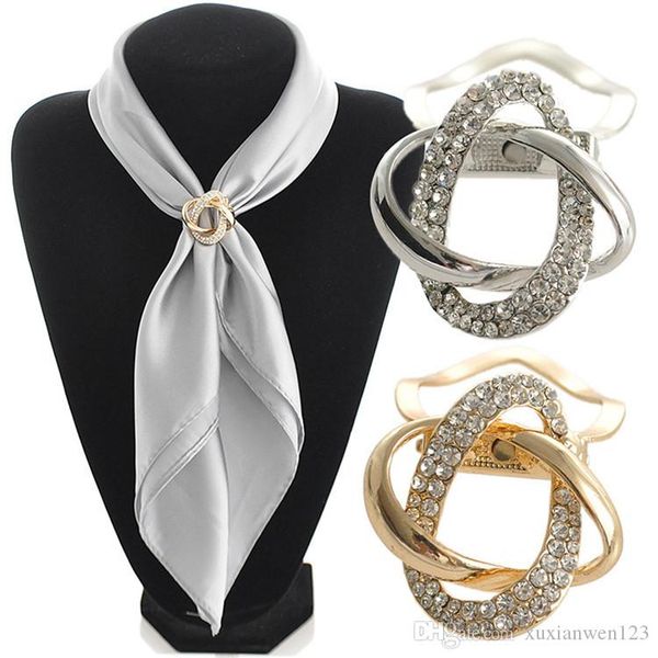 

2 in 1 Dual purpose scarf accessories jewelry gold plated alloy twine scarf clip brooch for scarf rhinestone brooch