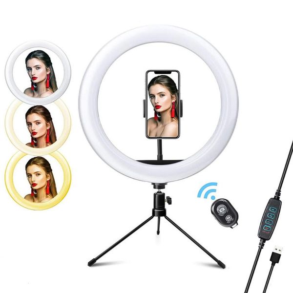 26cm/ 10inch Led Video Ring Light Lamp Dimmable 3 Lighting Modes 2700k-6500k Usb Powered For Live Streaming