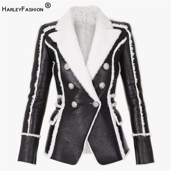 harleyfashion women elegant new design winter autumn warm black pu leather blazer silver buttons woolen slim casual jackets lj201214, White;black
harleyfashion women elegant new design winter autumn warm black pu leather blazer silver buttons woolen slim casual jackets lj201214, White;black