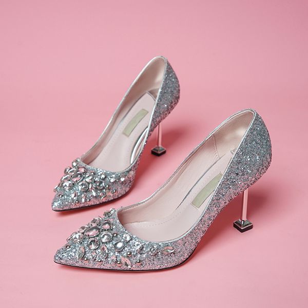 silver wedding dress shoe mi brand pointed toes rhinestone pumps party high-heeled shoes 10cm size 34-42 box delivery, Black
silver wedding dress shoe mi brand pointed toes rhinestone pumps party high-heeled shoes 10cm size 34-42 box delivery, Black
