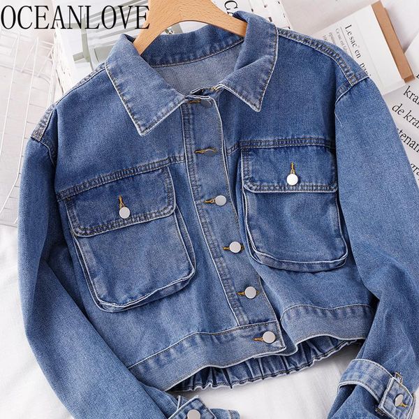 women's jackets oceanlove denim jacket women solid all match 2021 spring autumn korean chaqueta chic pocket puff sleeve ropa mujer shor, Black;brown
women's jackets oceanlove denim jacket women solid all match 2021 spring autumn korean chaqueta chic pocket puff sleeve ropa mujer shor, Black;brown