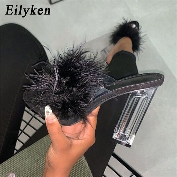 eilyken woman real fur feather hairy sandals slippers crystal square high heels peep toe mules lady perspex heel discount pumps y200423, Black
eilyken woman real fur feather hairy sandals slippers crystal square high heels peep toe mules lady perspex heel discount pumps y200423, Black