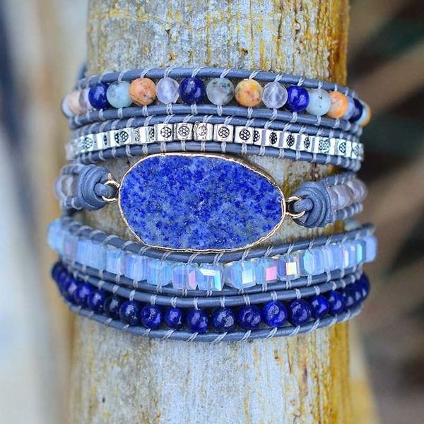 drop shipping natural stones lapis charm 5 strands wrap bracelets handmade boho bracelet women leather bracelet wholesale y200107, Golden;silver
drop shipping natural stones lapis charm 5 strands wrap bracelets handmade boho bracelet women leather bracelet wholesale y200107, Golden;silver