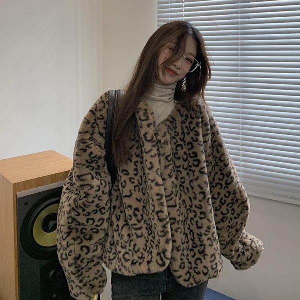 women's jackets autumn/winter 2021 korean version loose thick imitation ferret leopard print plush jacket casual, Black;brown
women's jackets autumn/winter 2021 korean version loose thick imitation ferret leopard print plush jacket casual, Black;brown