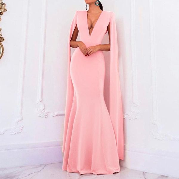 luxury cape long sleeve pink long party dress mermaid women ladies dinner evening slim v neck backless maxi dress trumpe1, Black;gray
luxury cape long sleeve pink long party dress mermaid women ladies dinner evening slim v neck backless maxi dress trumpe1, Black;gray