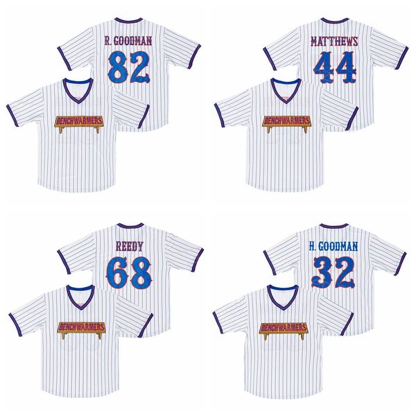 benchwarmers baseball 32 howie goodman jersey 44 gus matthews 68 clark reedy 82 richie goodman pinstriped white color team for sport fans al, Black
benchwarmers baseball 32 howie goodman jersey 44 gus matthews 68 clark reedy 82 richie goodman pinstriped white color team for sport fans al, Black