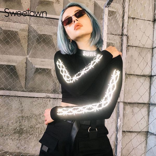 sweetown gothic reflective printed crop long sleeve tshirt autumn black streetwear winter for women harajuku shirt y200109, White
sweetown gothic reflective printed crop long sleeve tshirt autumn black streetwear winter for women harajuku shirt y200109, White