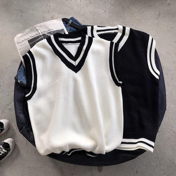 autumn vest sweater men fashion contrast color casual knit sweaters vest man streetwear loose sleeveless sweter clothes, Black;brown
autumn vest sweater men fashion contrast color casual knit sweaters vest man streetwear loose sleeveless sweter clothes, Black;brown