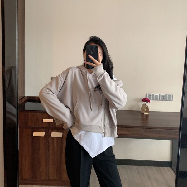 kvmmb new design coat women's loose korean style spring sweater and thin sweater autumn hooded lazy coatshoulder zipper iyf3d, Black
kvmmb new design coat women's loose korean style spring sweater and thin sweater autumn hooded lazy coatshoulder zipper iyf3d, Black