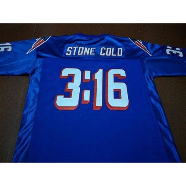 121 stone cold steve austin # 3:16 team issued blue white college jersey size s-4xl or custom any name or number jersey, Black 
121 stone cold steve austin # 3:16 team issued blue white college jersey size s-4xl or custom any name or number jersey, Black