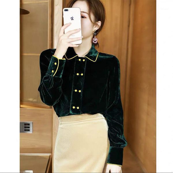 2021 new spring autumn women temperament solid gold velvet blouse office lady casual button up turn down collar shirts m1661, White
2021 new spring autumn women temperament solid gold velvet blouse office lady casual button up turn down collar shirts m1661, White