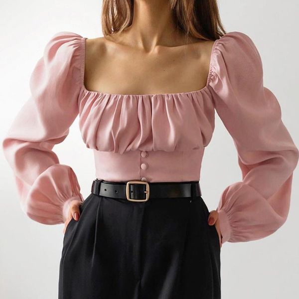 retro women blouse autumn shirts solid color puff sleeve square collar slim blouses fashion ladies bottoming shirt 2021, White
retro women blouse autumn shirts solid color puff sleeve square collar slim blouses fashion ladies bottoming shirt 2021, White