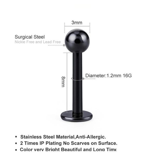 trendy round anti allergy labret ear bone nails barbell lip nails stainless steel tongue pin button rings bod sqcpns homes2007, Black
trendy round anti allergy labret ear bone nails barbell lip nails stainless steel tongue pin button rings bod sqcpns homes2007, Black