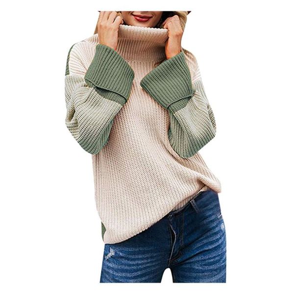 women knitting pullover casual colour stitching long sleeve high collar sweater loose large comfortable women's elegant #p2, White;black
women knitting pullover casual colour stitching long sleeve high collar sweater loose large comfortable women's elegant #p2, White;black