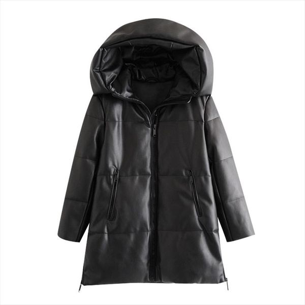 women 2021 winter fashion thick warm faux leather parkas vintage hooded long sleeve padded jacket female chic overcoat, Black
women 2021 winter fashion thick warm faux leather parkas vintage hooded long sleeve padded jacket female chic overcoat, Black