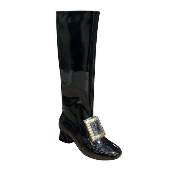 fashion new femmes boottes luxury british style individual women knee high boots increase mid heel square metal trendy shoes, Black
fashion new femmes boottes luxury british style individual women knee high boots increase mid heel square metal trendy shoes, Black