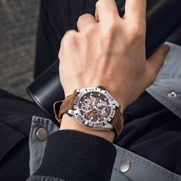 mens watches brand luxury automatic mechanical watch men leather strap luminous stainless steel male clock relogio masculino t200324, Slivery;brown
mens watches brand luxury automatic mechanical watch men leather strap luminous stainless steel male clock relogio masculino t200324, Slivery;brown