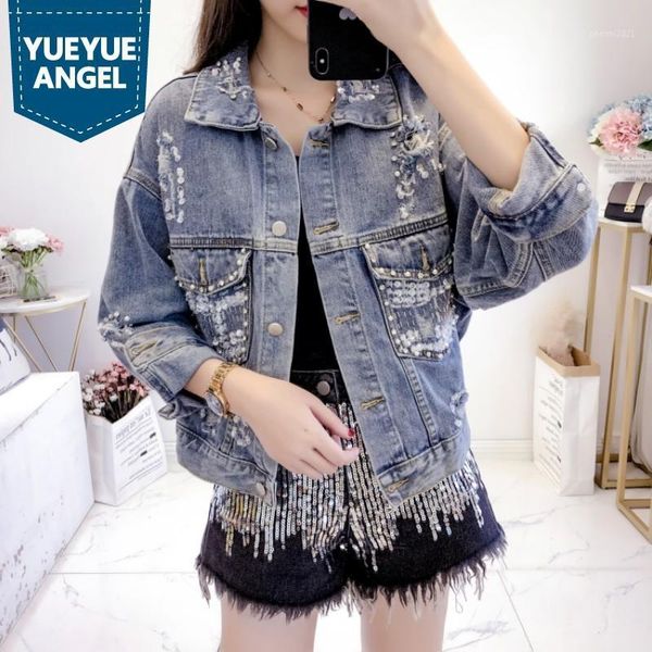 women's jackets fashion sequined denim coat women loose vintage spring single breasted cowgirl jacket streetwear long sleeve blue jean, Black;brown
women's jackets fashion sequined denim coat women loose vintage spring single breasted cowgirl jacket streetwear long sleeve blue jean, Black;brown