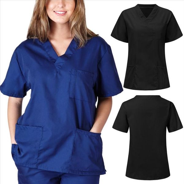 women men nursing uniform blouse short sleeve v neck solid working with pocket doctor blouse plus size xs 3xl, White
women men nursing uniform blouse short sleeve v neck solid working with pocket doctor blouse plus size xs 3xl, White