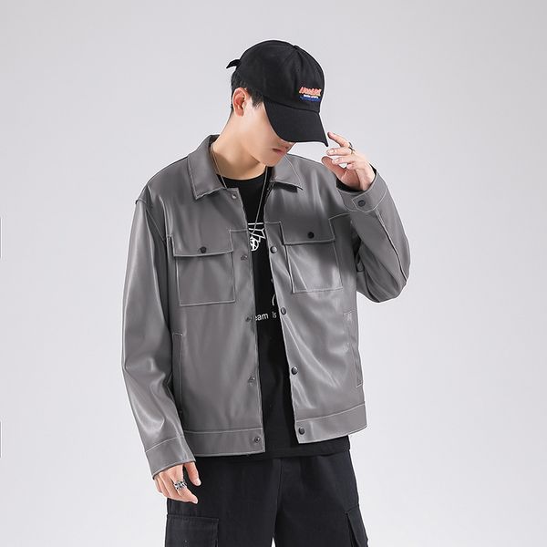 autumn and women's youth leisure fashion pu jacket bright multi pocket motorcycle leather men's coat, Black;brown
autumn and women's youth leisure fashion pu jacket bright multi pocket motorcycle leather men's coat, Black;brown