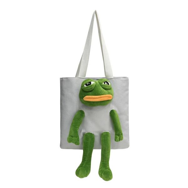 sad frog canvas shoulder bag cute plush doll portable messenger bag girls handbag big school women fashion shopping totes
sad frog canvas shoulder bag cute plush doll portable messenger bag girls handbag big school women fashion shopping totes