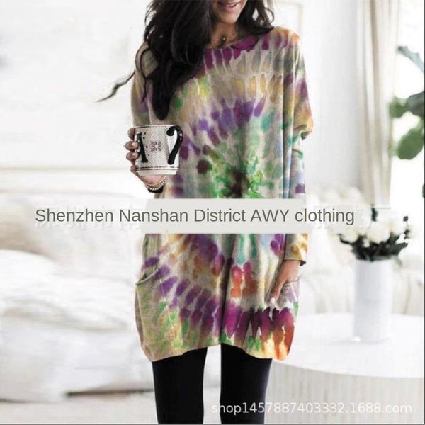 2020 new spring and autumn long sleeve dresst-shirt dress medium length t-shirt loose tie dye dress mczmm, White
2020 new spring and autumn long sleeve dresst-shirt dress medium length t-shirt loose tie dye dress mczmm, White