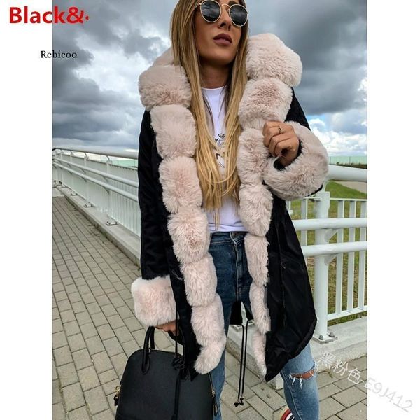 women's down & parkas -30 degrees snow wear long winter jacket women fur hooded clothing female lining thick coat outwear, Black
women's down & parkas -30 degrees snow wear long winter jacket women fur hooded clothing female lining thick coat outwear, Black
