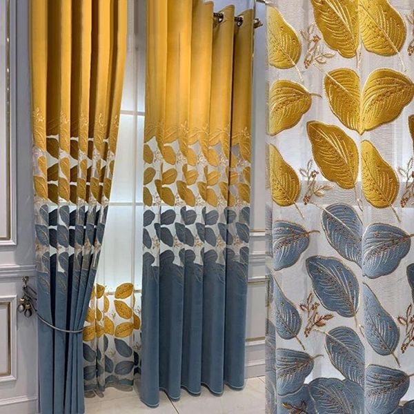 curtain & drapes golden leaf semi-blackout curtains for bedroom embroidery chenille soft fabric hollow out velvet balcony window tendes zh44
curtain & drapes golden leaf semi-blackout curtains for bedroom embroidery chenille soft fabric hollow out velvet balcony window tendes zh44
