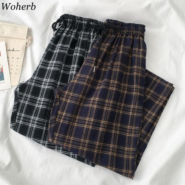 woherb plaid pants female korean style harajuku boyfriends wide leg pants loose vintage casual joggers women elastic waist capri 201031, Black;white
woherb plaid pants female korean style harajuku boyfriends wide leg pants loose vintage casual joggers women elastic waist capri 201031, Black;white