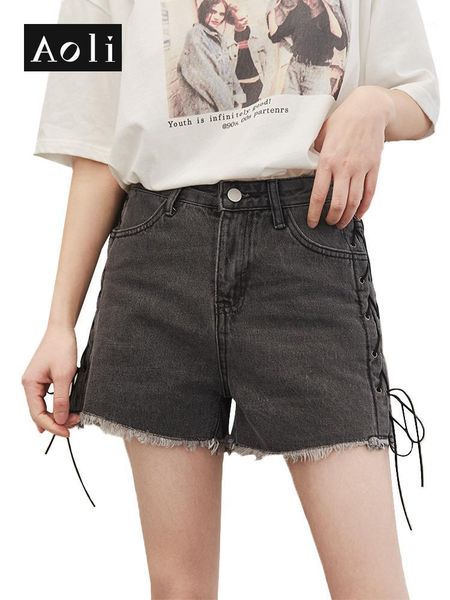 aoli women jeans shorts high waist black skinny mini shorts grey white casual side tie summer twerk pants ddk9100411, White;black
aoli women jeans shorts high waist black skinny mini shorts grey white casual side tie summer twerk pants ddk9100411, White;black
