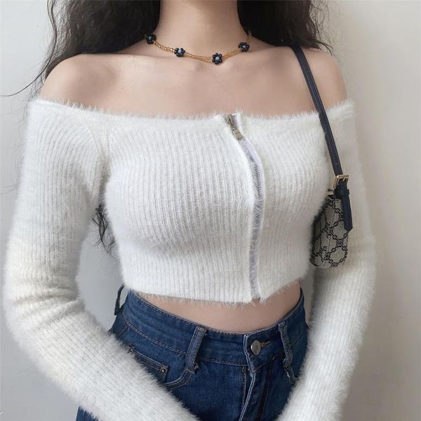 europe slim-fit shoulder zipper knitwear off-shoulder high waist short pullovers for women c4bw, White;black
europe slim-fit shoulder zipper knitwear off-shoulder high waist short pullovers for women c4bw, White;black