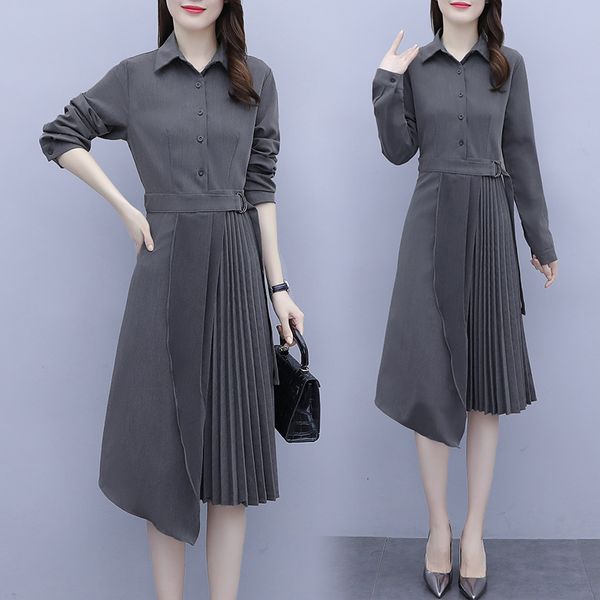 women's t-shirt plus size fat 100kg woman ladies work dress spring long sleeve qg6y, Black;gray